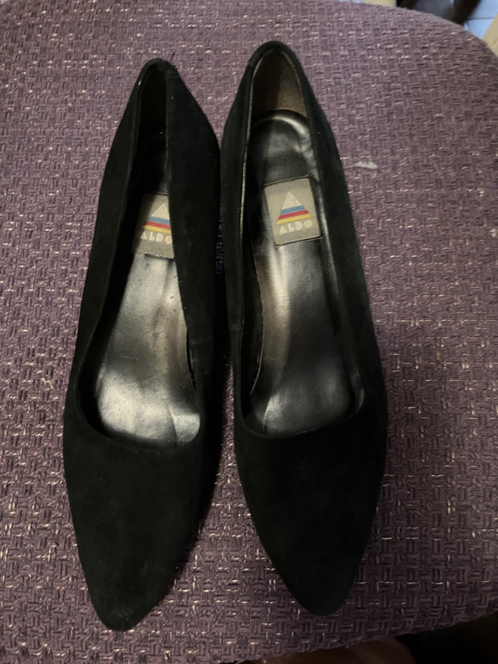Aldo Black Suede Pointed-Toe Heels